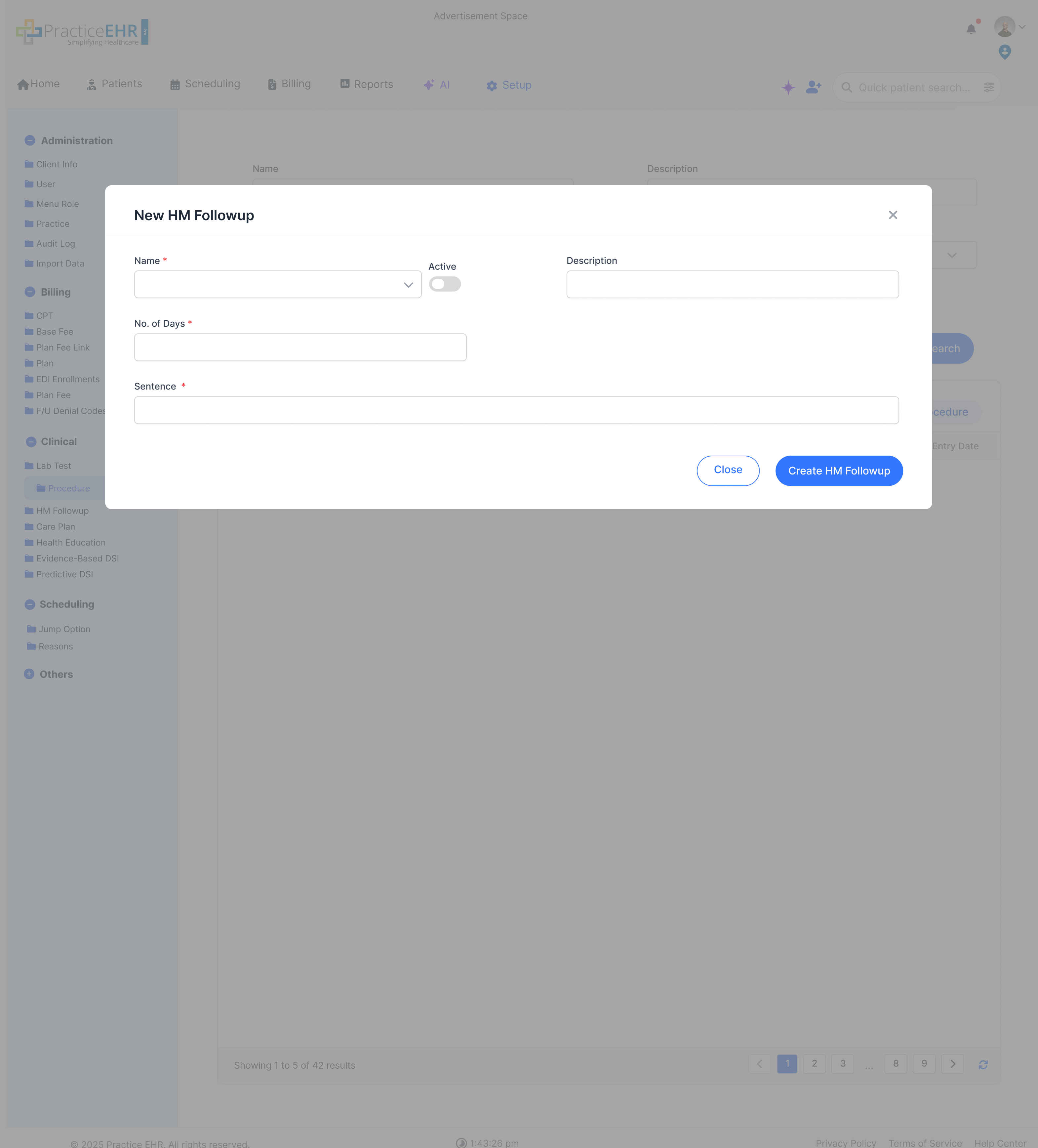 Create HM Followup screen